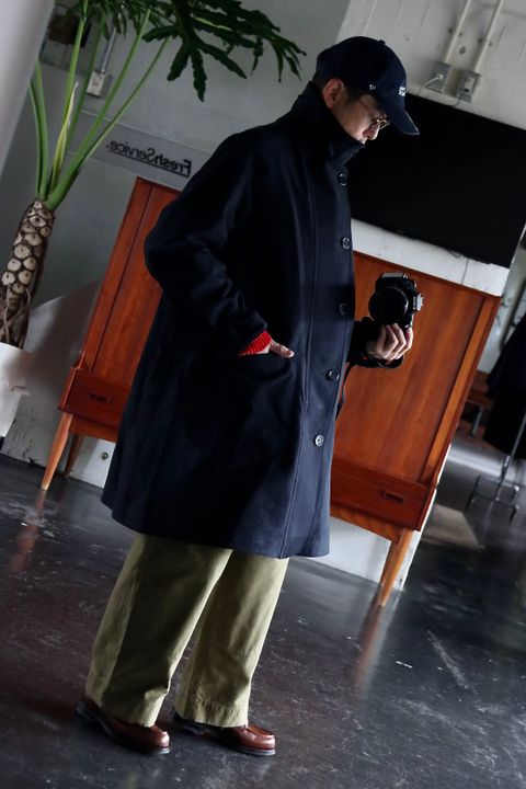 アプレッセ22FW Motorcycle Half Coat"NAVY"スタイル