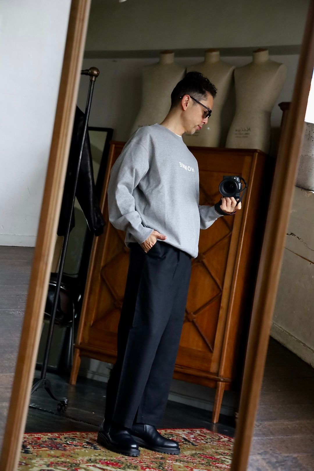 COMME des GARCONS HOMME ウールギャバパンツスタイル