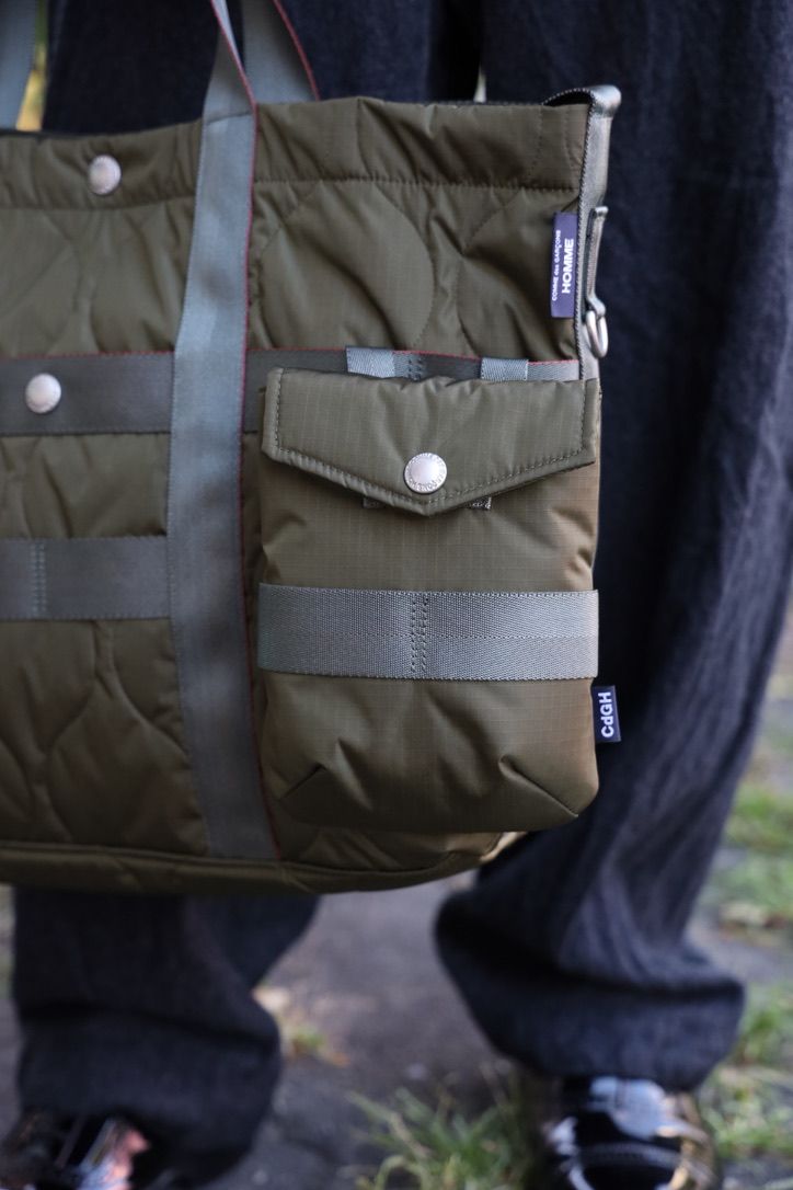 COMME des GARCONS HOMME 2WAYキルティングTOTE BAG x リバーシブルキルティングジャケット