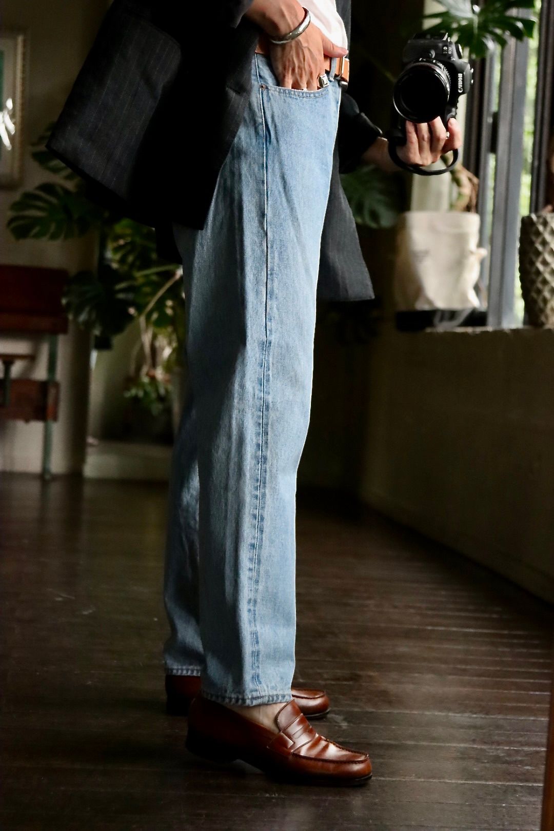 A.PRESSE アプレッセ22FW Washed Denim Pantsスタイル