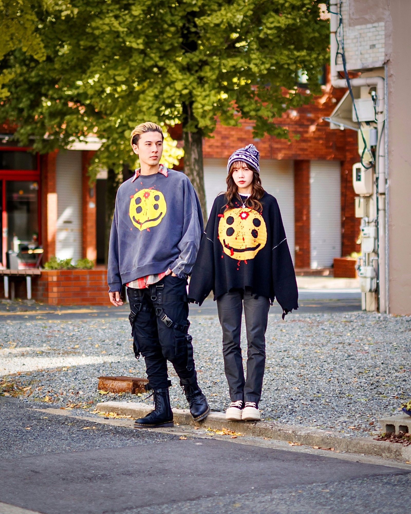 セントマイケル24AW SMILE CP_CREW SWT(SM-YS1-0000-C06)BLACK