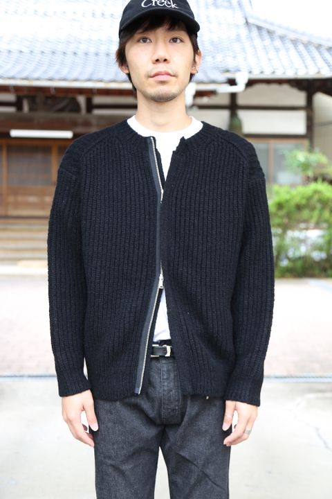 YOKE 20aw 3G BACK ZIP RIB CREW NECK"BLACK"Style.2020.9.13.