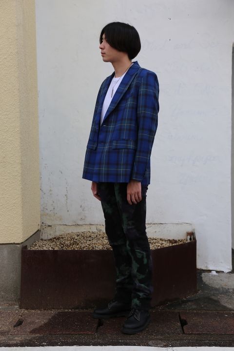 JieDa 2020aw 新作TARTAN CHECK JACKET "BLUE"style.2020.9.20