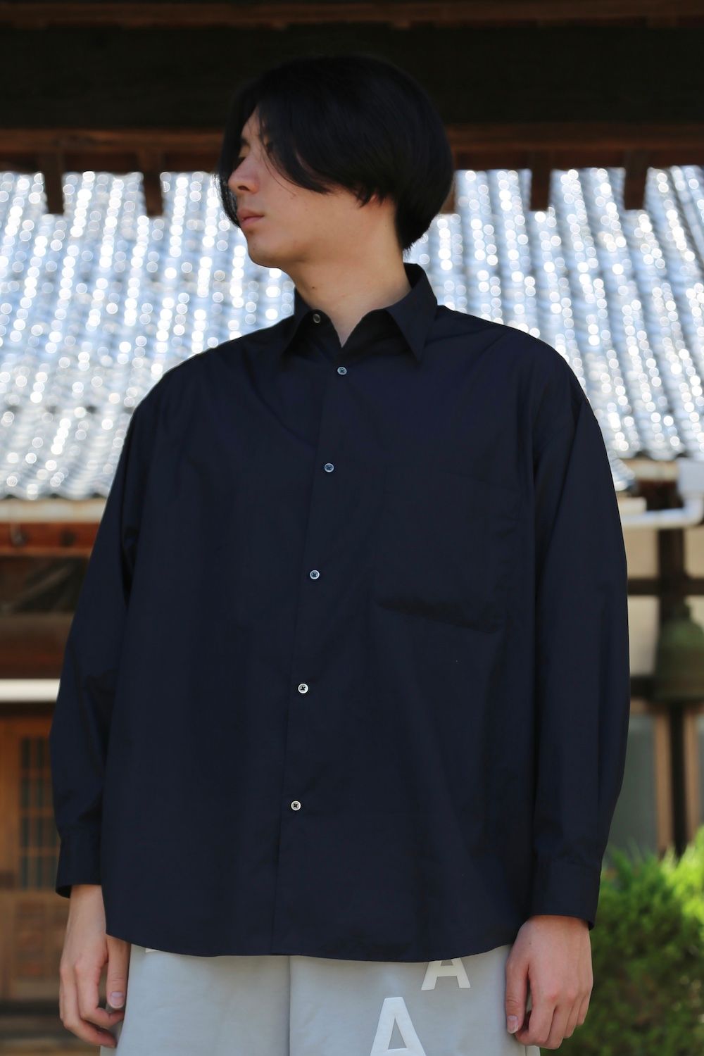 Graphpaper Broad L/S Oversized Regular Collar Shirt(GM212-50110B) style.2021.5.30.