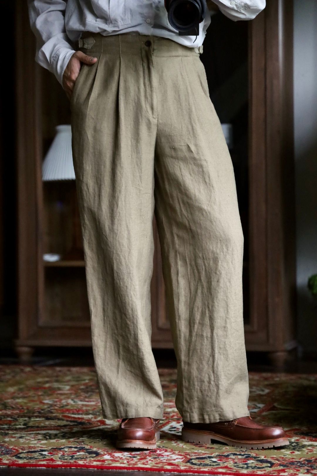 YOKE Linen Silk Kersey Double Breasted Blezer PICK UP STYLE