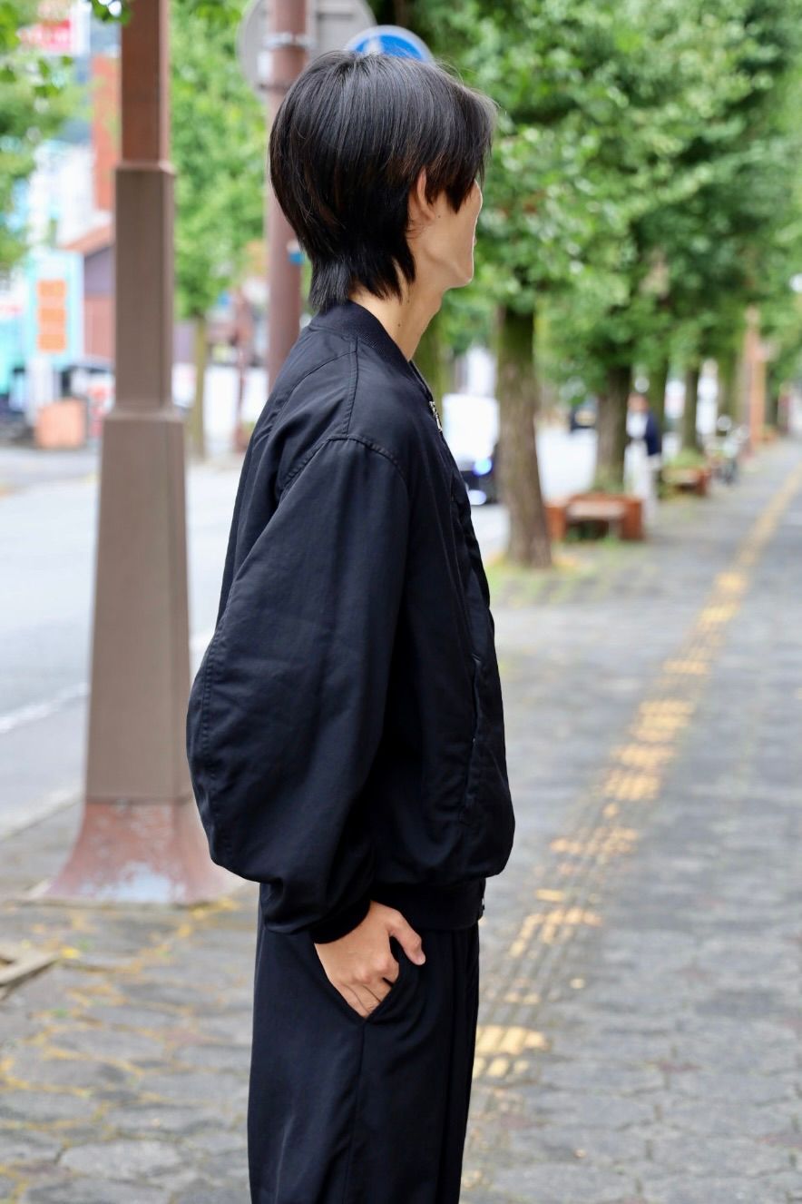 グラフペーパー Fulled Wool Twill Flight Jacket(GU263-30411)BLACK