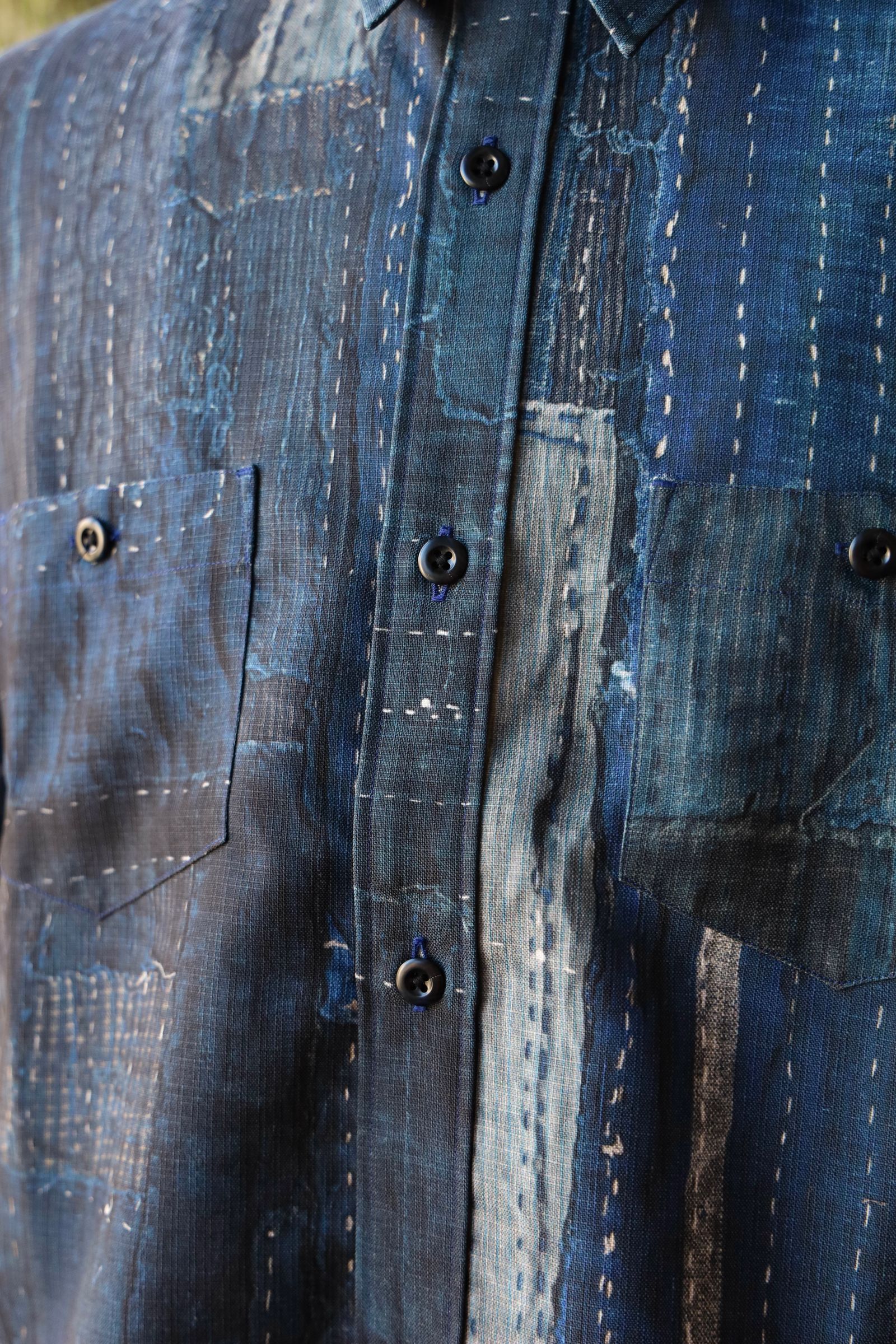ファンダメンタル デニムシャツ PRINTED BORO S/S SHIRT (FA25/SH25P)BORO