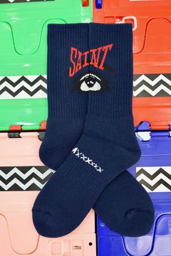 セントマイケル 26AW EYE_SOCKS(SM-MK1-0000-108)NAVY