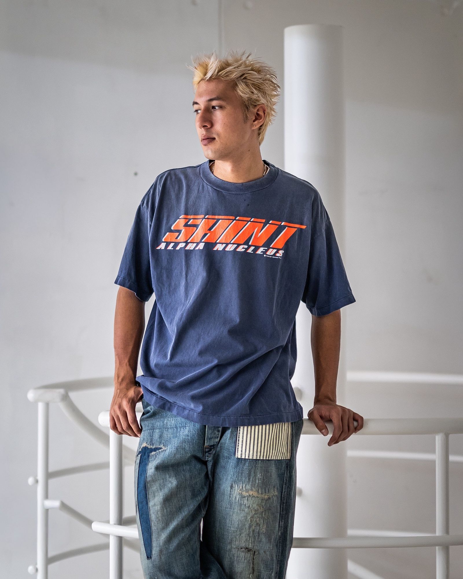 セントマイケル Tシャツ SAINT ALPHA SS TEE(SM-HR1-0000-026)NAVY