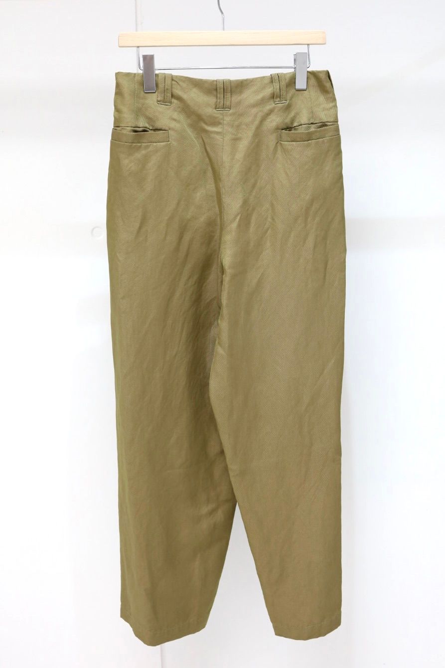 YOKE 26SS Linen Silk Kersey 3pleated Tapered Trousers(YK26SS01209P)KHAKI