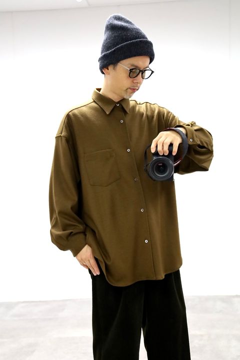 Graphpaper Wool Smooth Flannel Oversized Regular Collar Shirt"BROWN"スタイル.2025.10.7.