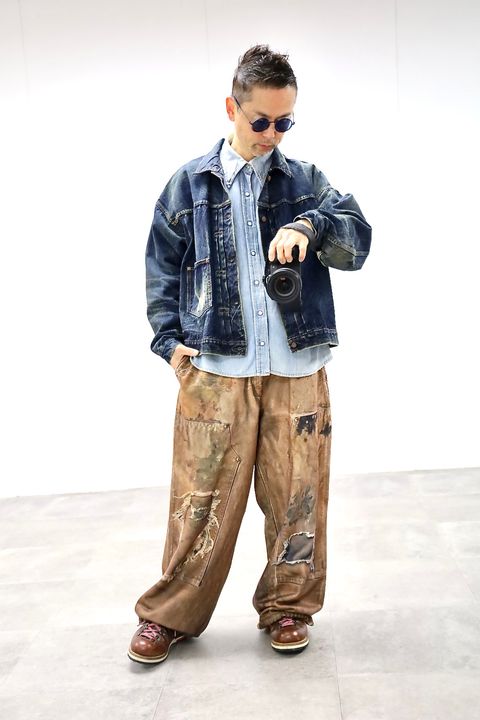 TALKING ABOUT THE ABSTRACTION PRINT DUCK WIDE PT"BROWN"スタイル