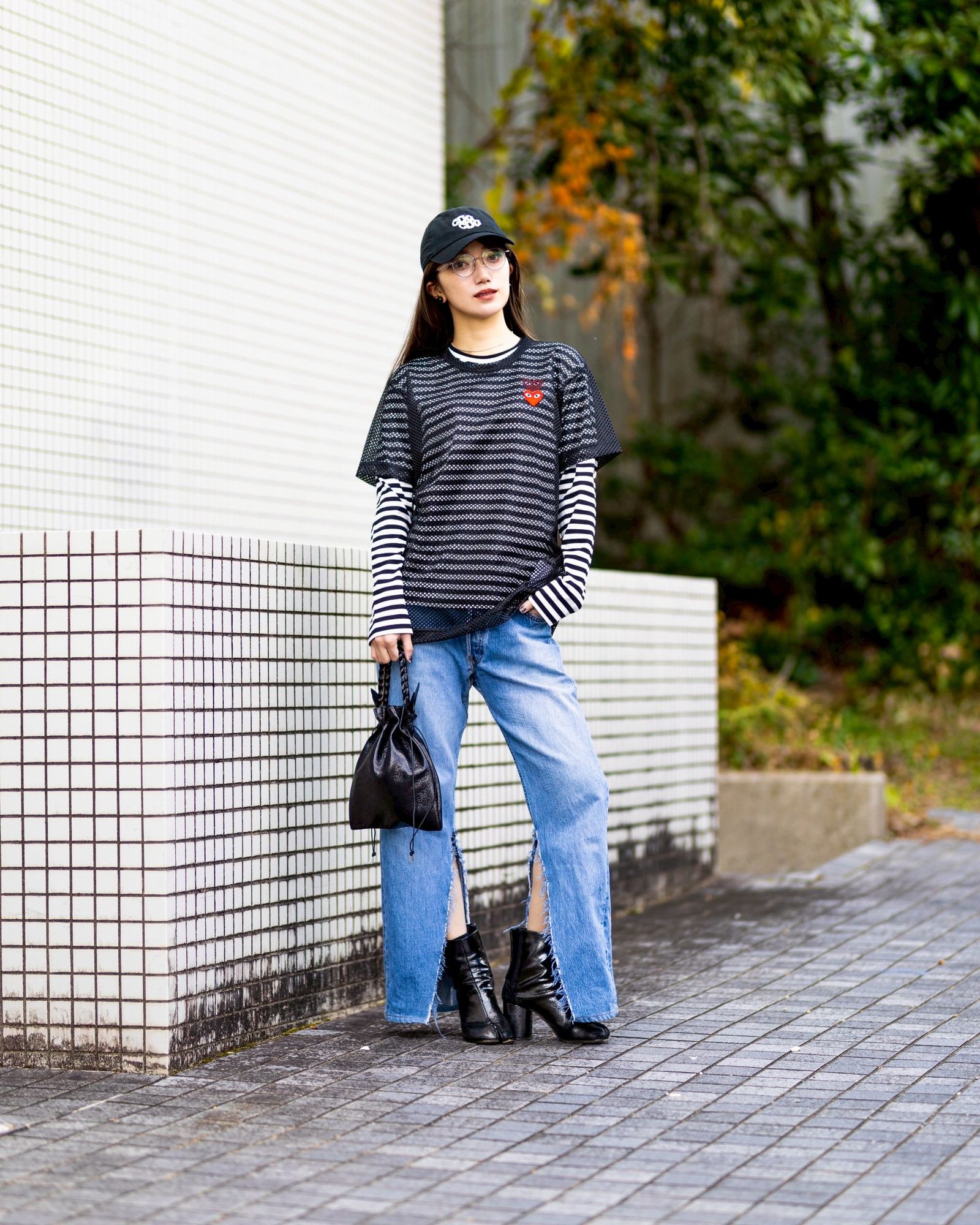 PLAY COMME des GARCONS  REDエンブレムメッシュTシャツ style.2025.12.15