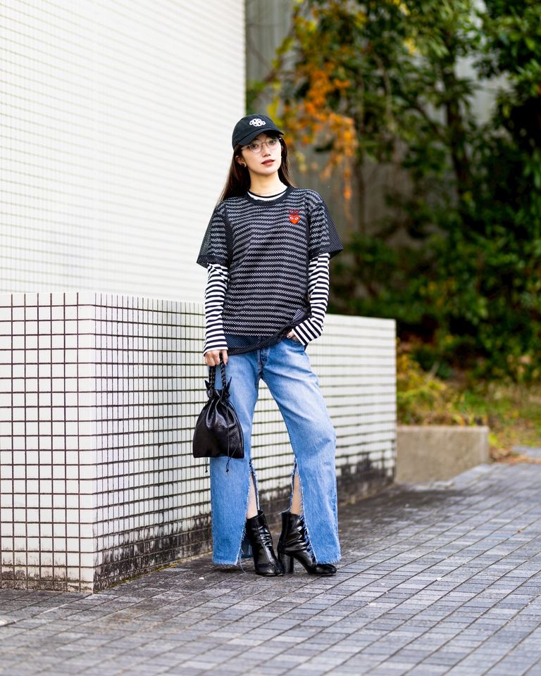 PLAY COMME des GARCONS  REDエンブレムメッシュTシャツ style.2025.12.15