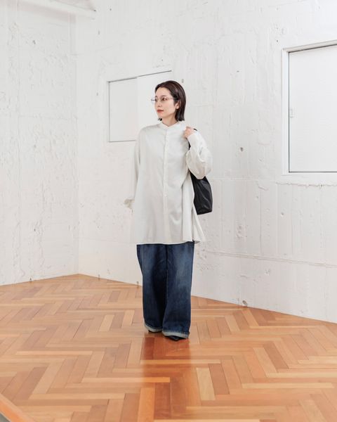 Graphpaper 25SS 新作 Silicon Poplin Deep Slit Band Collar Shirt style.2025.3.2