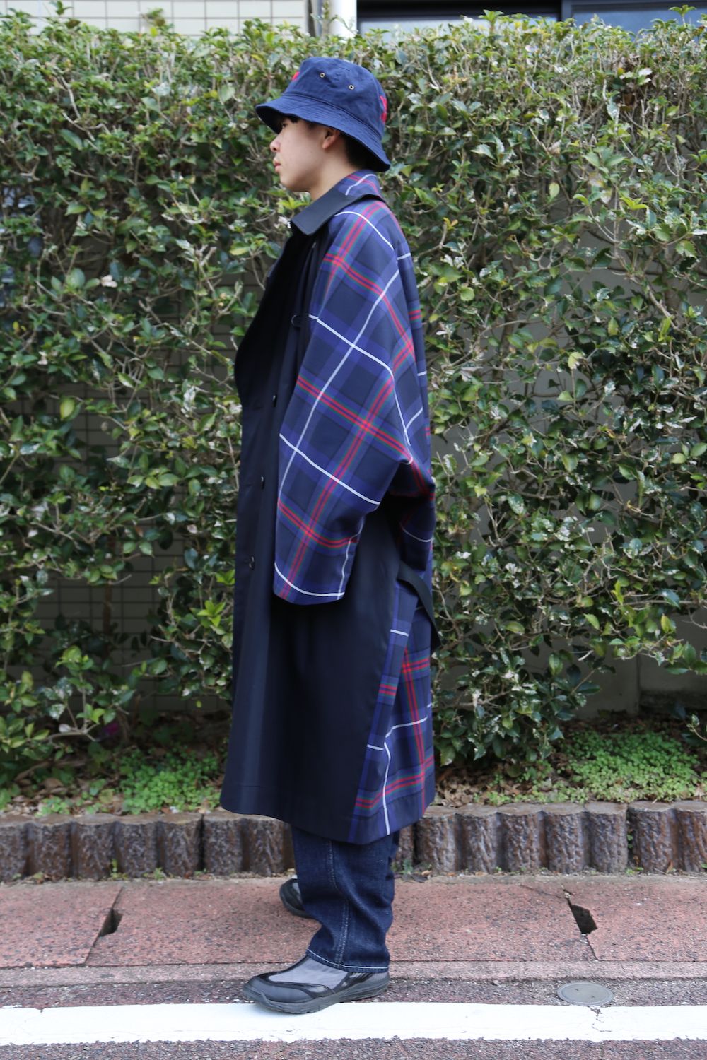 KIDILL Trench Coat(KL447) "Navy×Blue Tartan" style 2020.12.23.