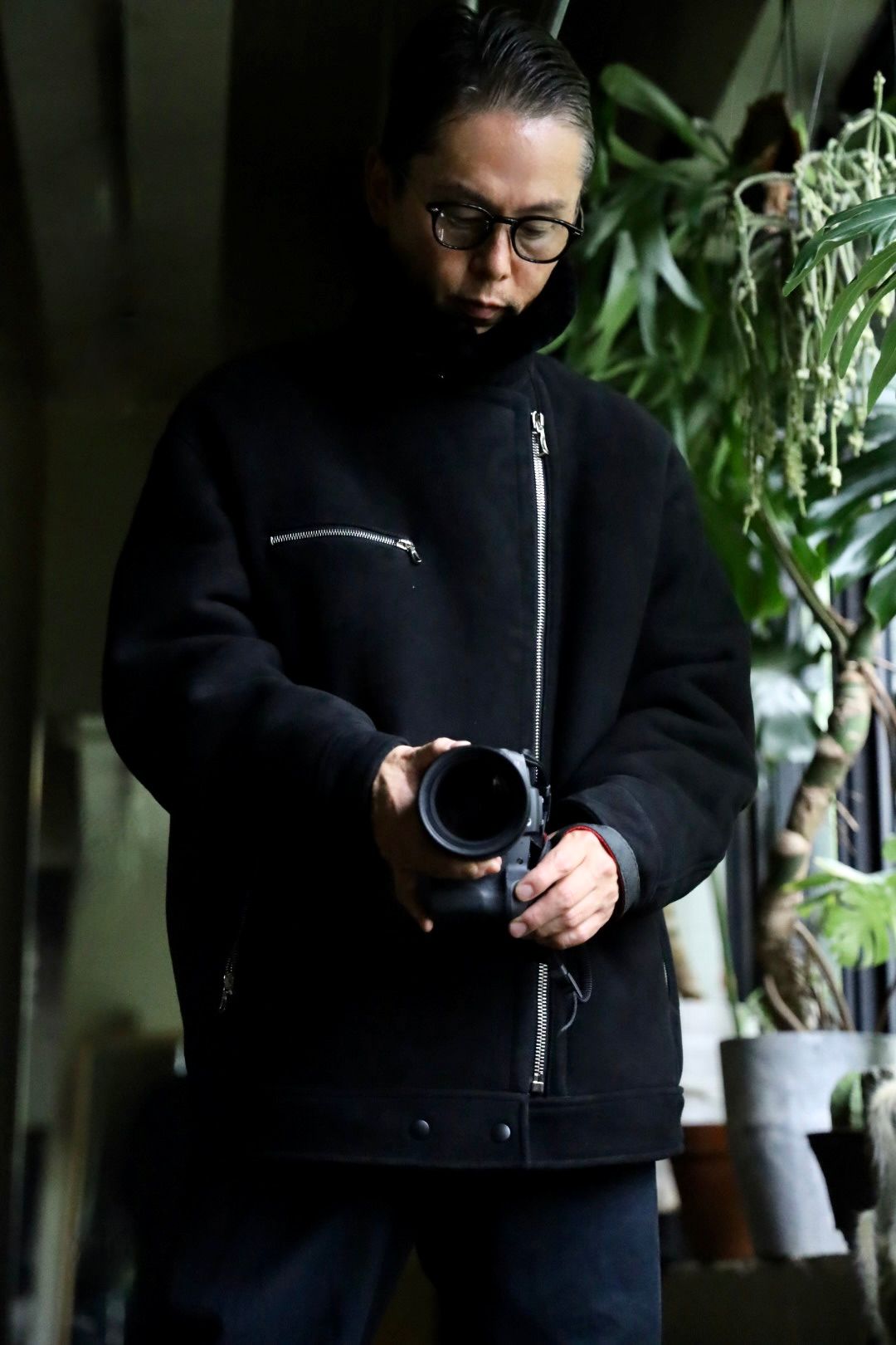 グラフペーパー24AW Sheep Mouton Aviator Jacket(GU243-20080)BLACK