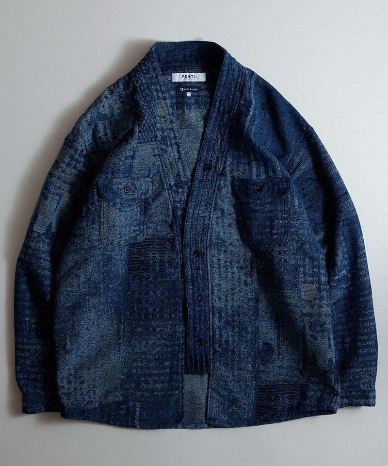 ファンダメンタル デニムシャツ BORO JAQUARD HAORI SHIRT RINSE(FA25SH47R)INDIGO☆新作発売！