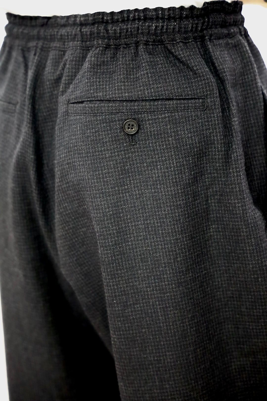 コムデギャルソンオム25FW ウール千鳥格子イージーパンツ(HP-P024-051)BLACK