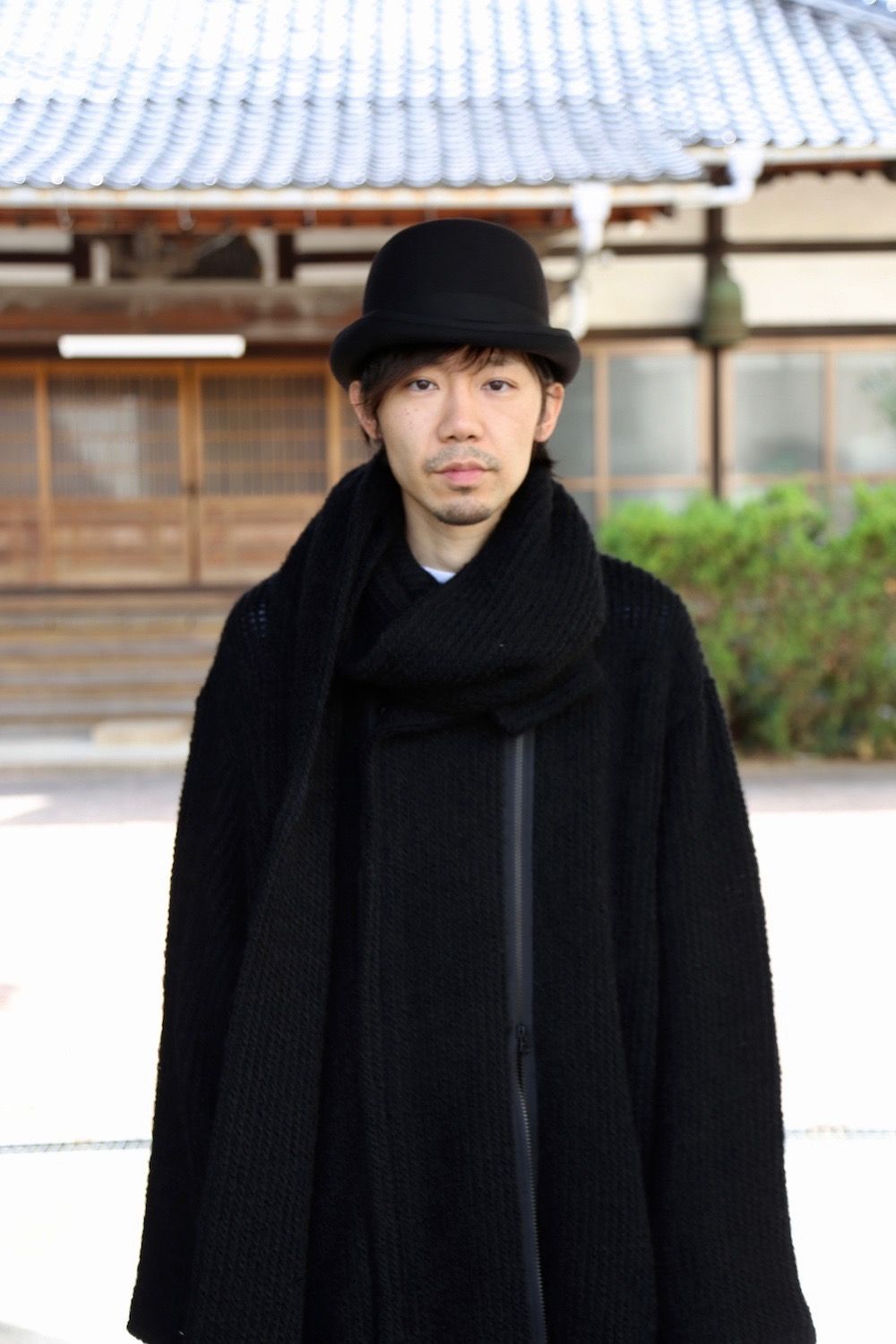 yohji yamamoto アンバランスファスナーロングニットカーディガン 