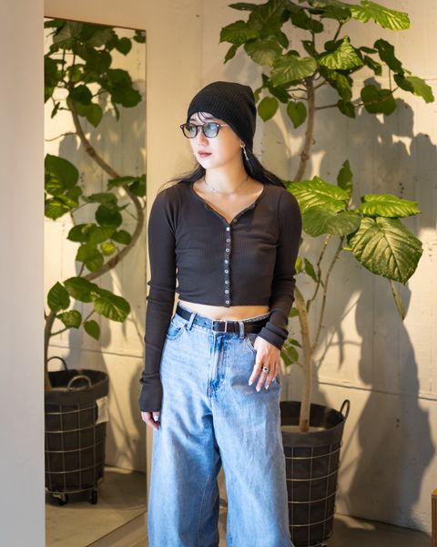 Product Twelve C/N Rib Cropped Button Up Top style.2026.5.2