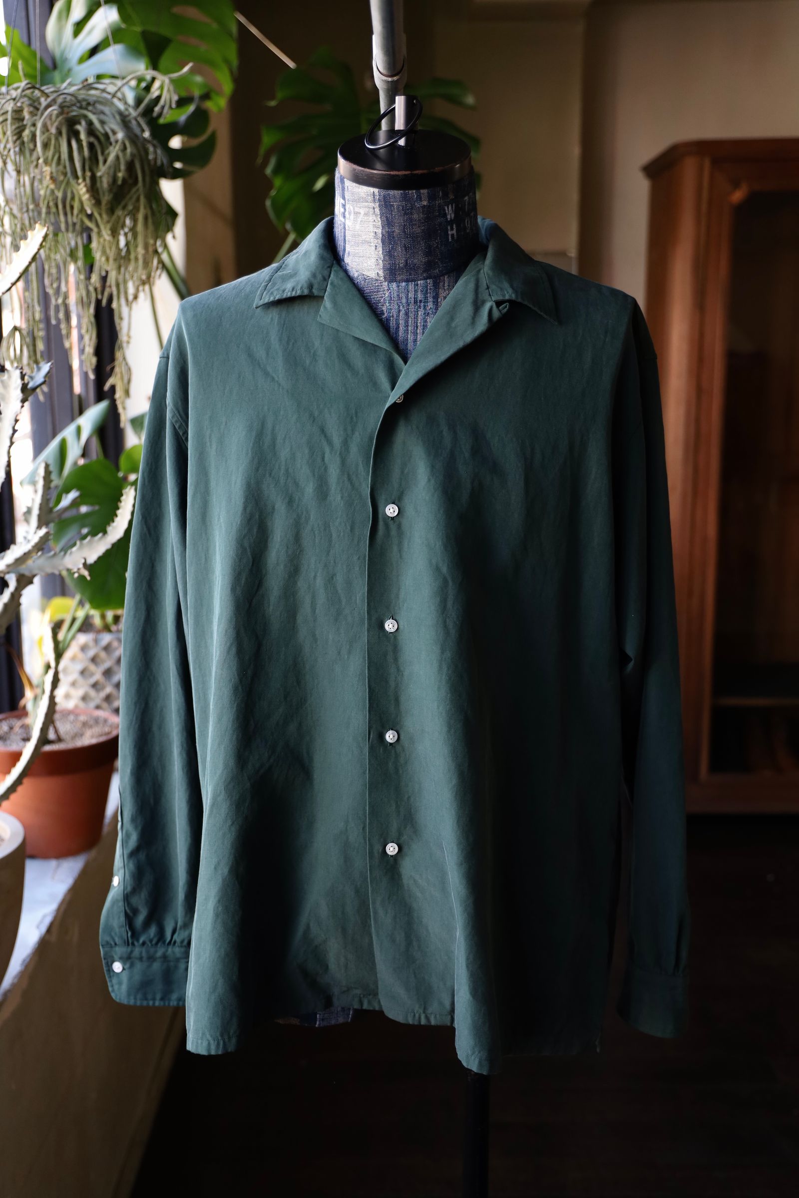 アプレッセ 25SS US Silk Cotton Open Collar L/S Shirt(25SAP-02-03H)GREEN☆3月8日(土)発売！