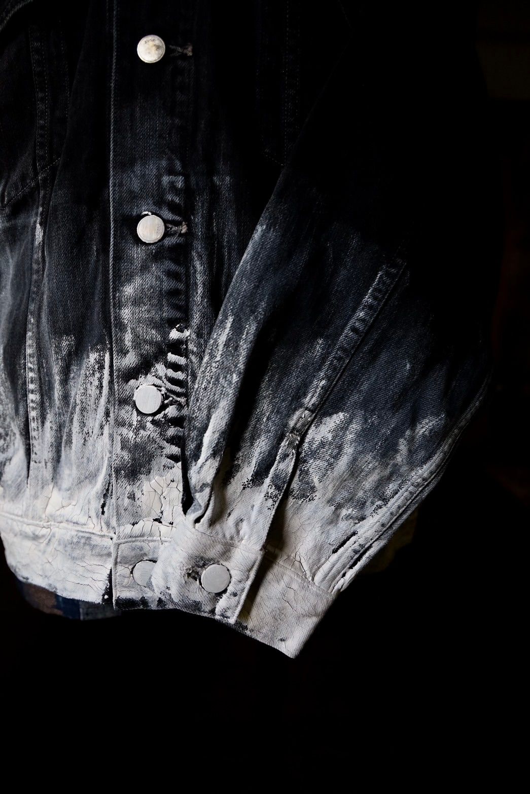 ヨーク24FW HAND PAINTED DENIM TRUCKER JACKET(YK24FW0785B-B)BLACK