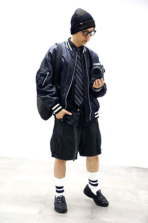 COMME des GARCONS HOMME 26FWリブライン入りナイロンツイルジャケット"BLACK"スタイル