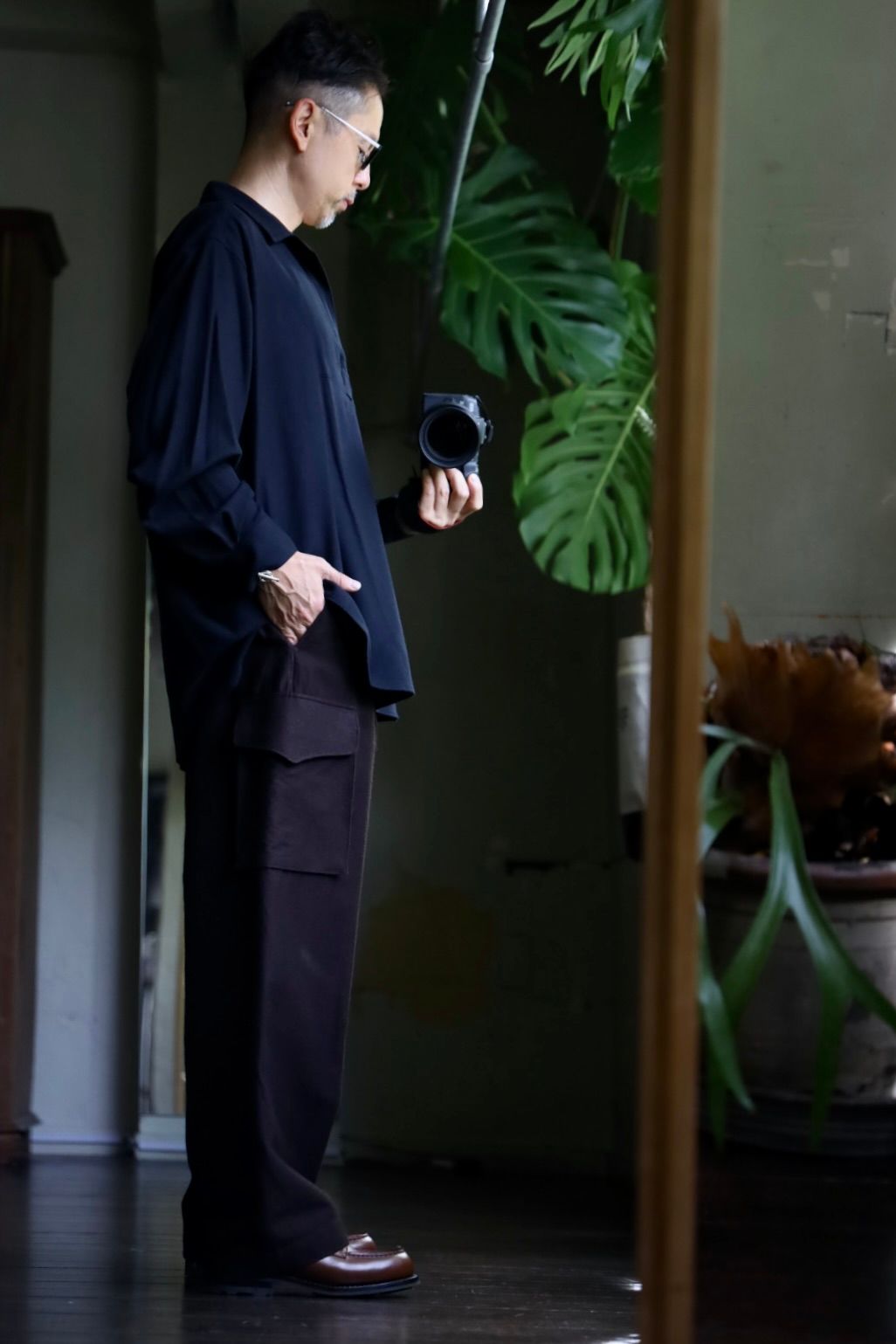 A.PRESSE Wool Skipper Shirtスタイル