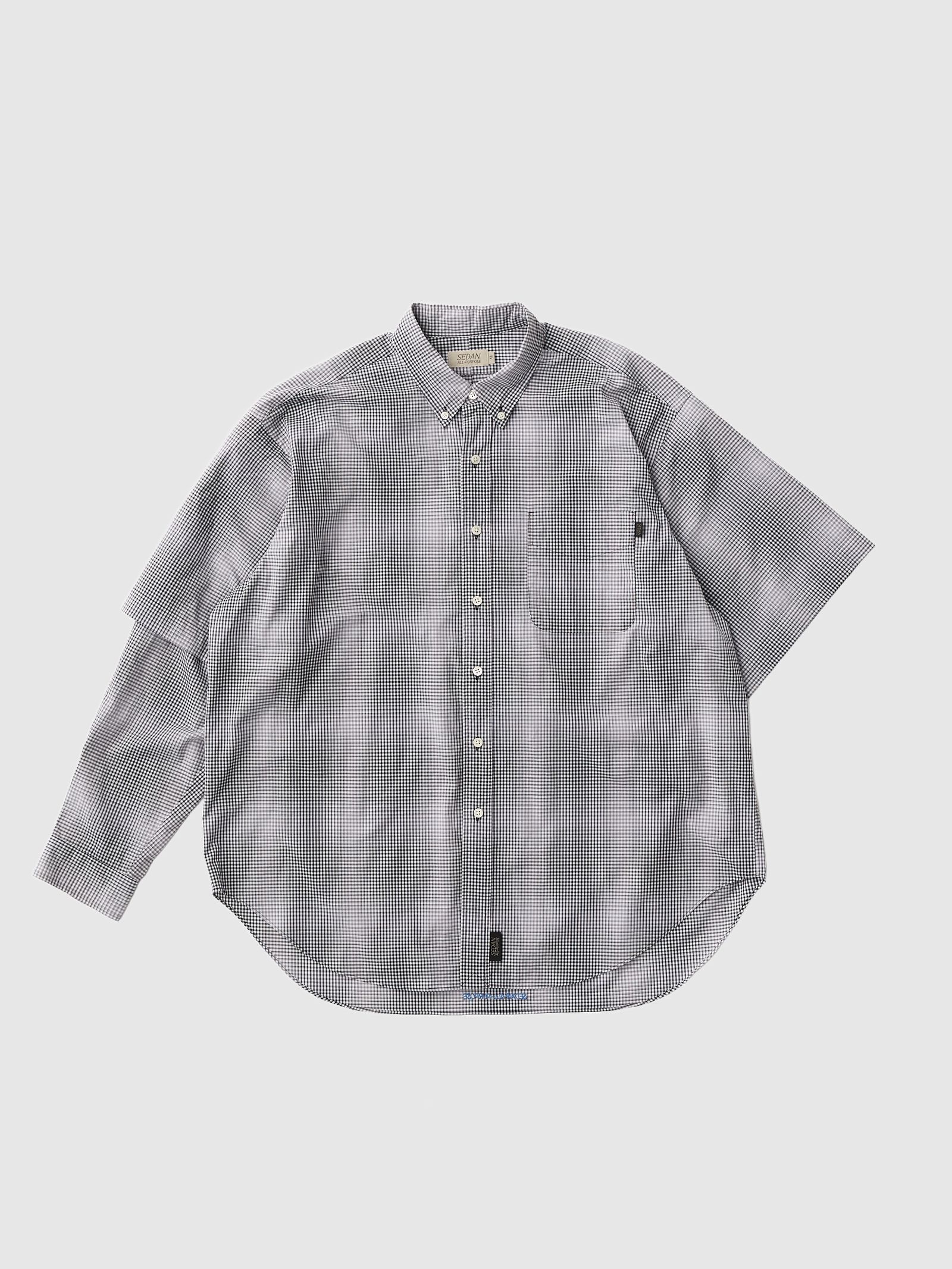セダンオールパーパスSS24 Detachable Shadow Plaid BD Shirt (SD24S-SH04)Black Plaid