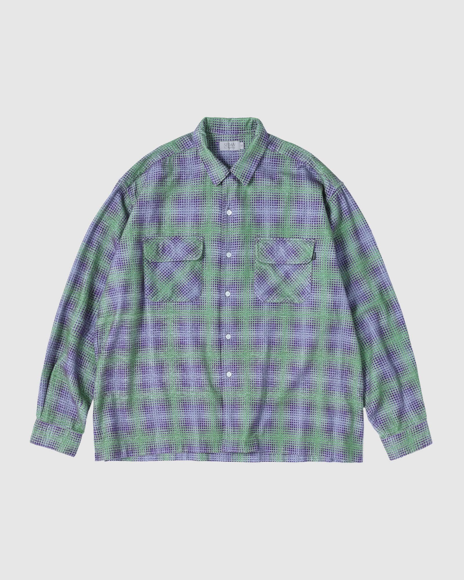 セダンオールパーパス FW25 Printed Plaid Flannel Open Collar Shirt(SD25F-SH02)Green×Purple☆9月6日(土)発売！