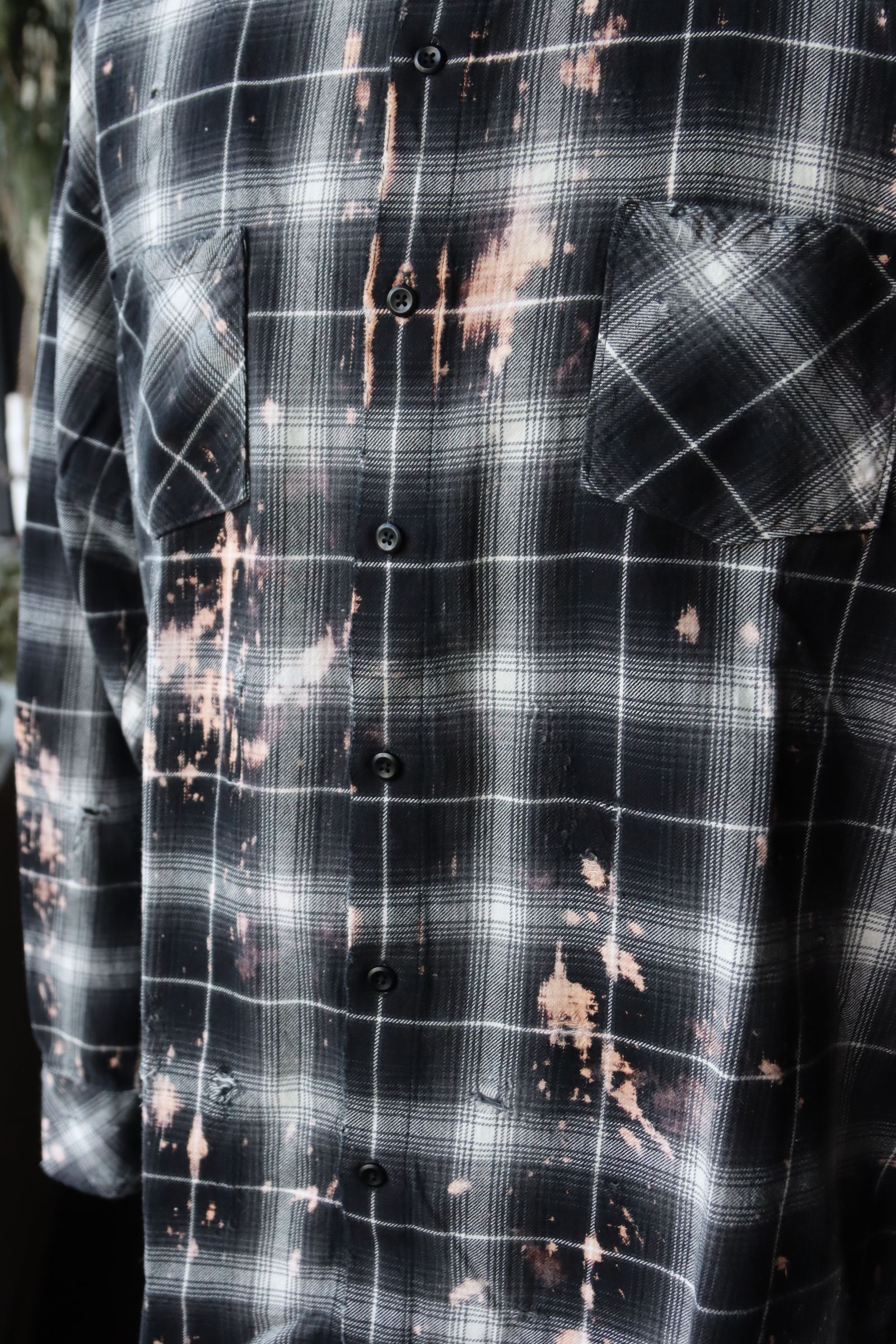RAFUラフ 24SS Bleached & Damaged shirt(RAFU037)BLACK