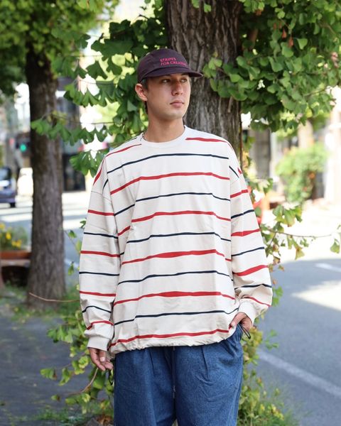 S.F.C 2026FW エスエフシー SUPER BIG STRIPE LS TEE (W/DRAWSTRINGS) (SFCFW26CS07)Beige☆10月17日(土)発売！