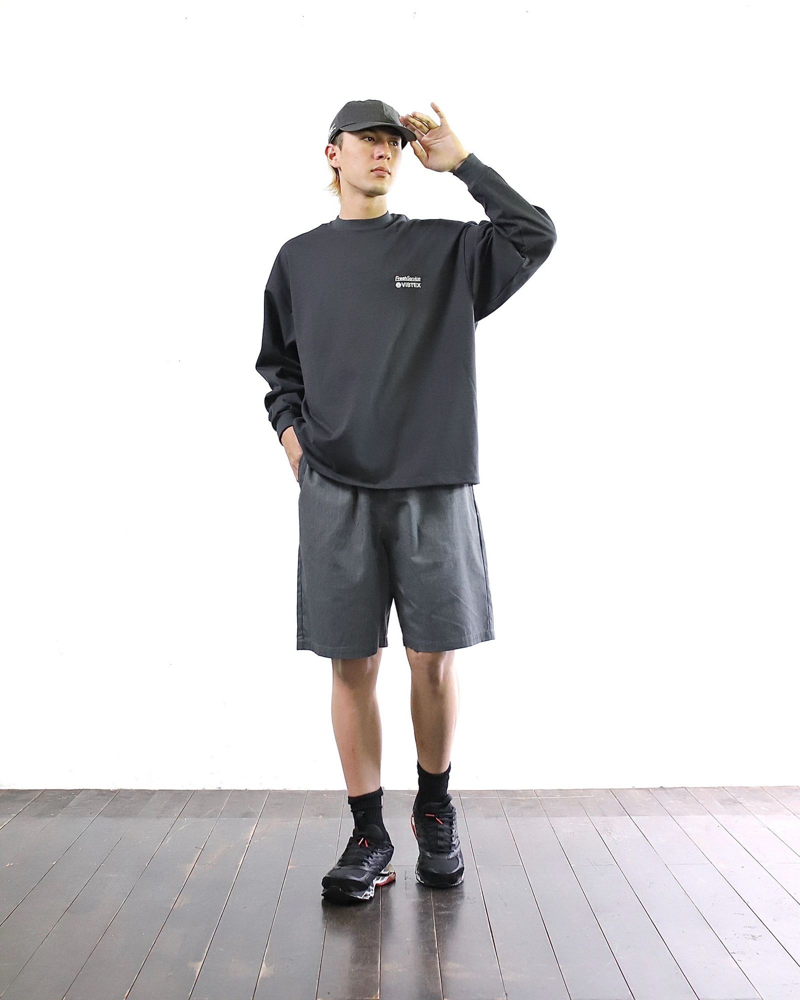 VIBTEX for FreshService 24SS  L/S CREW NECK TEE(GRAY) style 2024.5.17