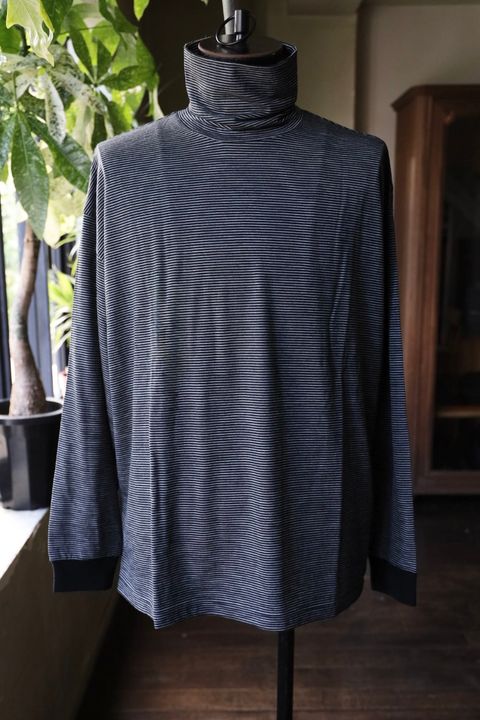 グラフペーパー 25AW Wool Border L/S Turtle Neck Tee(GU253-70231B)BLACK×GRAY☆9月6日(土)発売！
