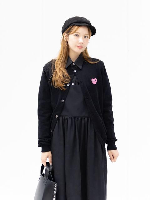 PLAY COMME des GARCONS ROUND NECK CARDIGAN PINK EMBLEM style.2026.9.21