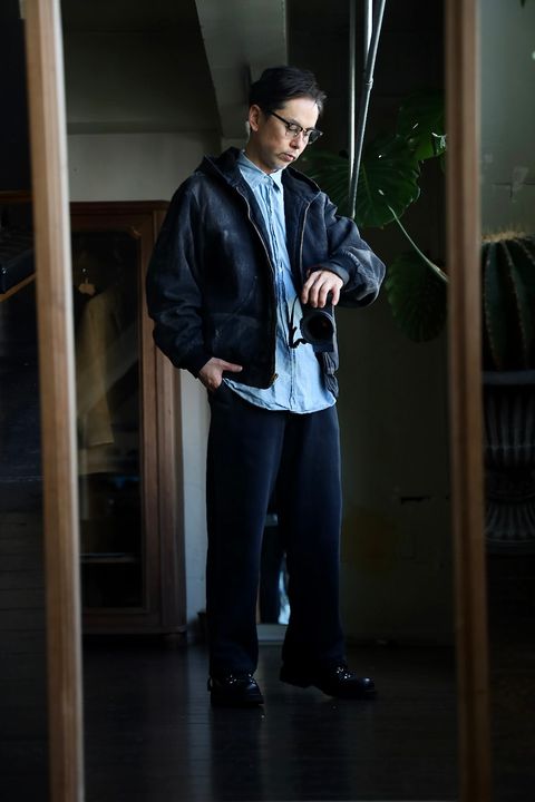 A.PRESSE Silk Linen Hooded Parka"BLACK"スタイル.2025.1.11.
