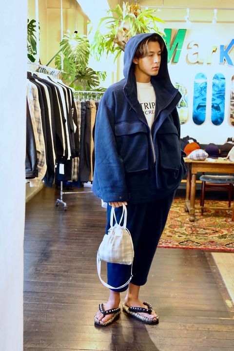 S.F.C 新作FLEECE HOODIE JACKET"NAVY"スタイル