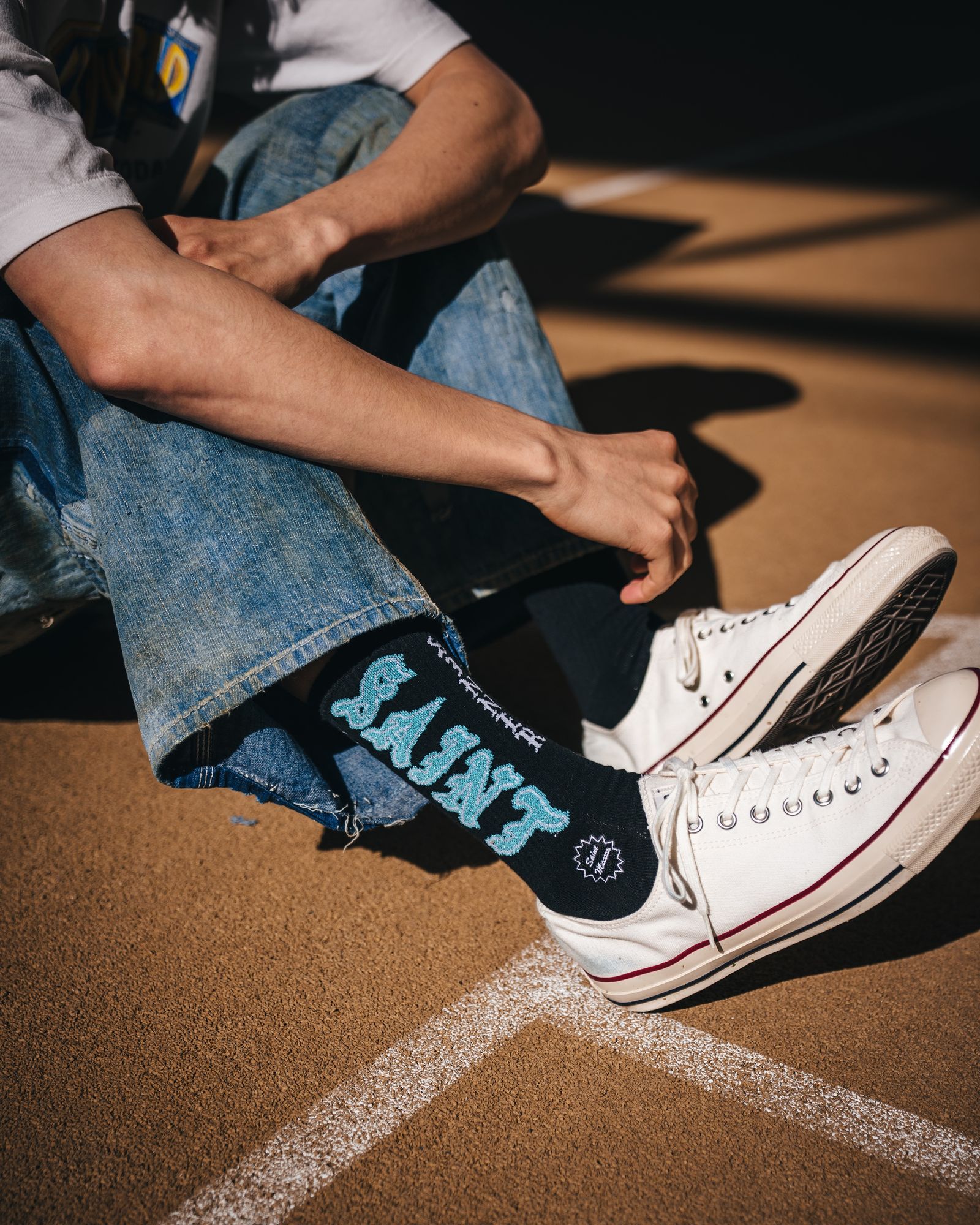 セントマイケル 26SS SAINT SOCKS(SM-MK8-0000-111)BLACK×BLUE☆4月11日(土)発売！