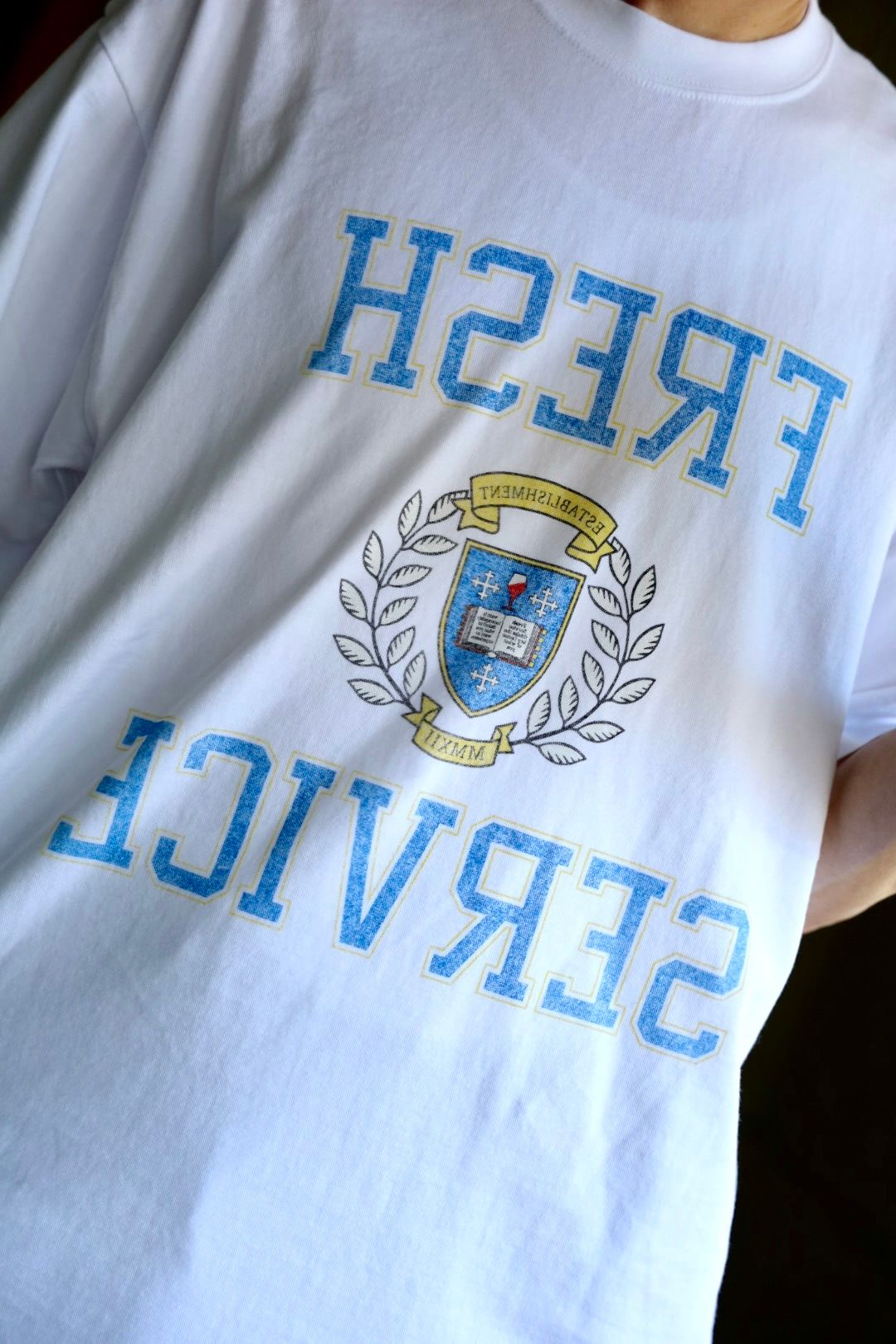 フレッシュサービス CORPORATE PRINTED S/S TEE "COLLEGE"(FSC253-70013)WHITE★8月16日(土)発売！