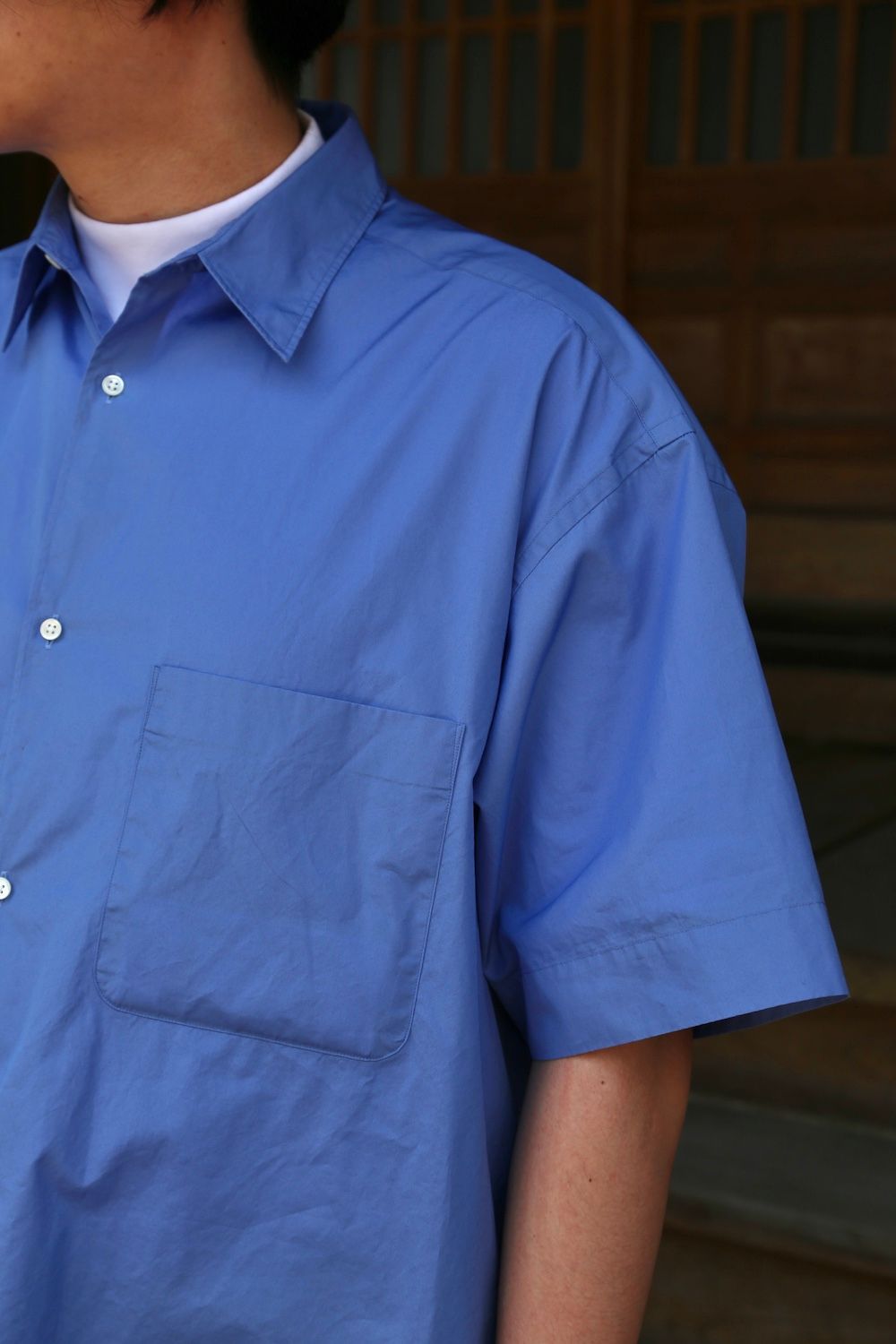 Graphpaper Broad Oversized S/S Regular Collar Shirt(GM212-50625B) style. 2021.5.30