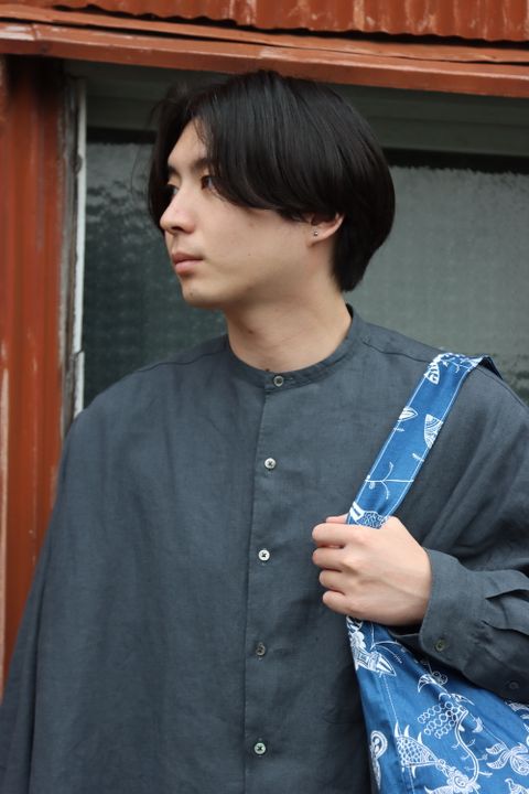 Graphpaper Linen L/S Oversized Band Collar Shirt style.2022.5.20
