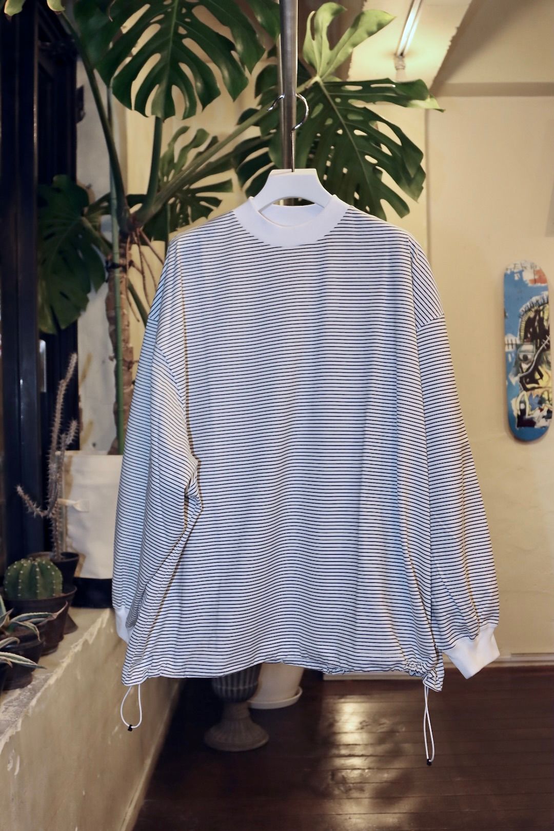イズネス23SSバルーンロングスリーブTシャツ BALLOON LONG SLEEVE T-SHIRT(1004AWCS03-1)WHITE×NAVY  BORDER☆2月9日発売！ - M(46)