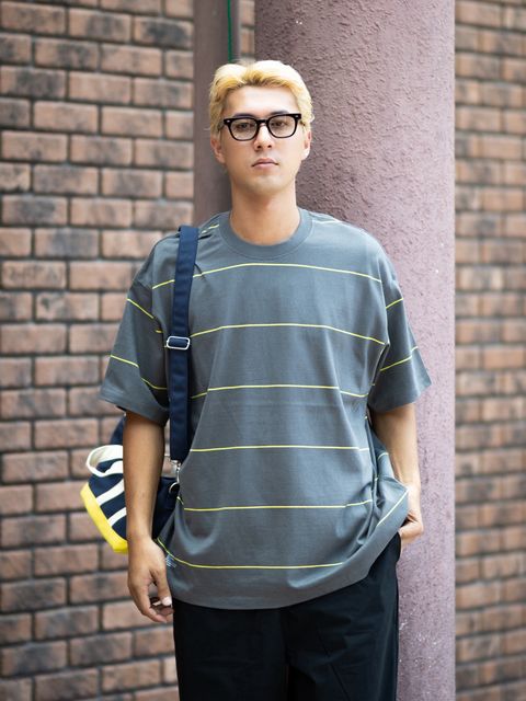 フレッシュサービス PIN BORDER S/S TEE(FSC263-70090)GRAY×YELLOW☆8月15日(土)新作発売！