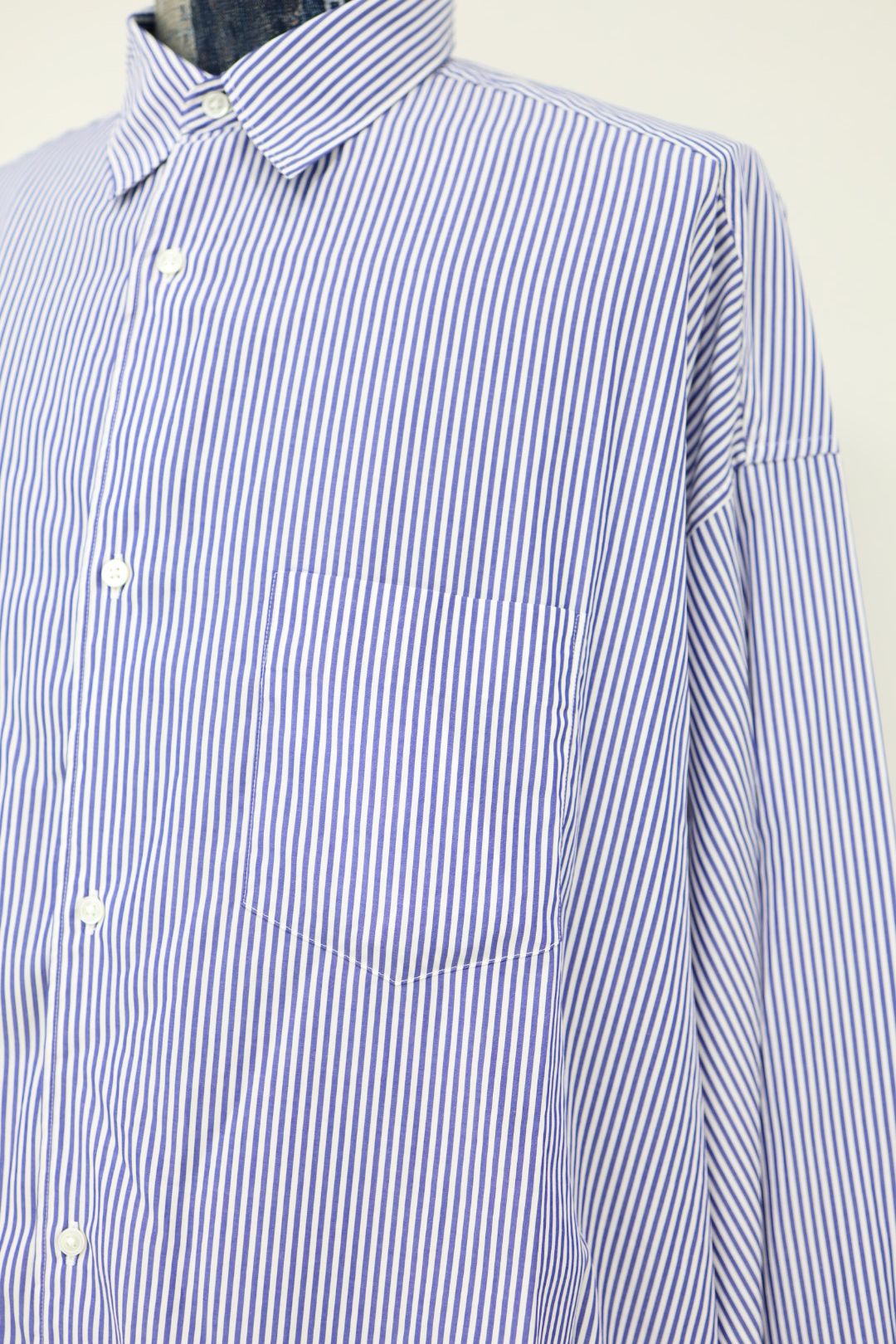 グラフペーパーシャツ Broad Stripe L/S Oversized Regular Collar Shirt (GM264-50022STB)BLUE STRIPE☆10月31日(土)発売！