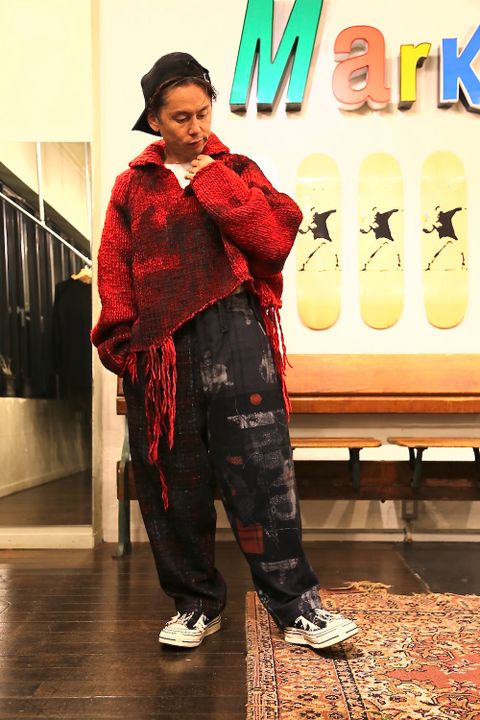 Yohji Yamamoto W-総柄中太パンツstyle.2020.10.6.