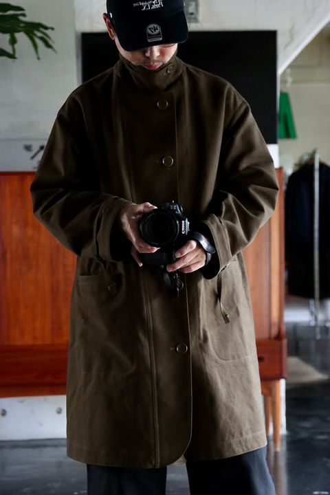 アプレッセ22FW Motorcycle Half Coat"OLIVE"スタイル