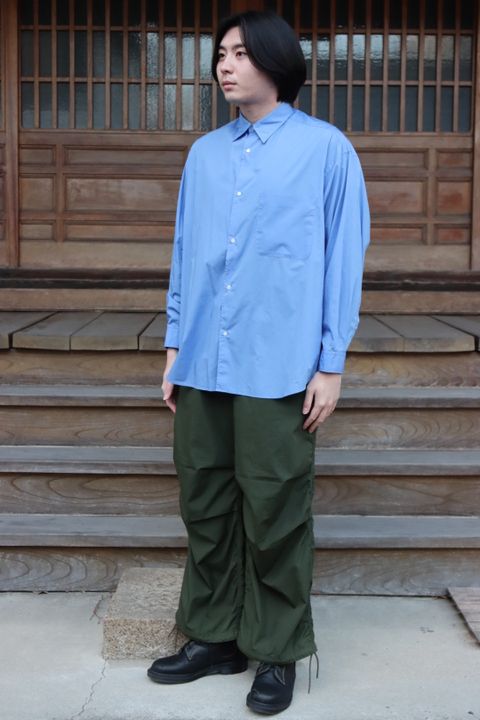 Graphpaper 22SS Broad L/S Oversized Regular Collar Shirt"BLUE".style