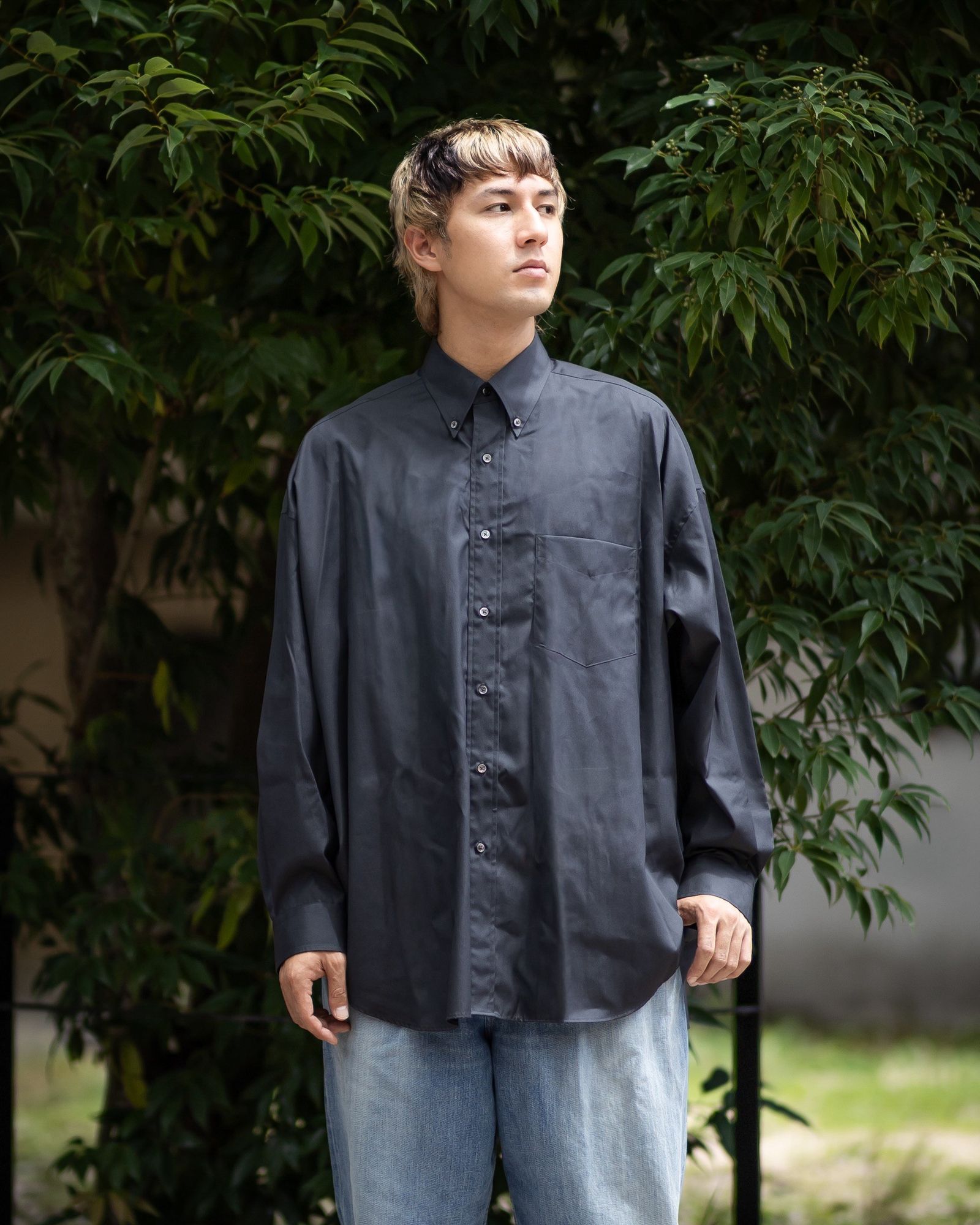 グラフペーパー Easy Care Poplin L/S Oversized B.D Shirt(GM263-50620)GRAY☆7月11日(土)発売！