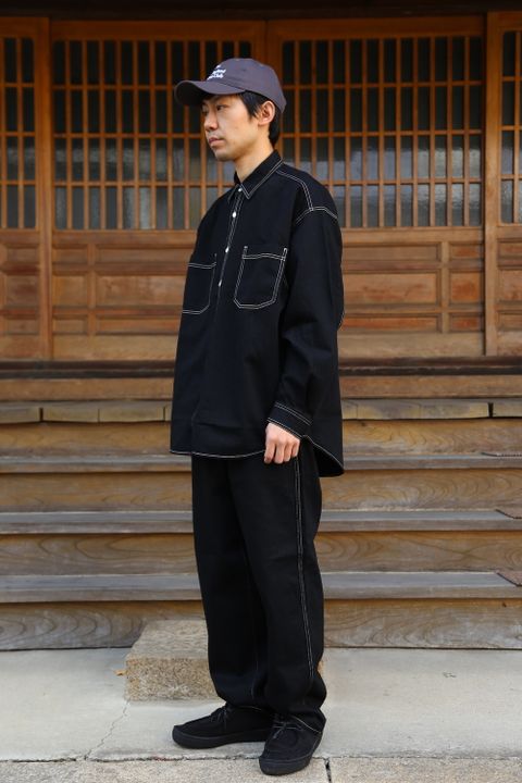 Graphpaper Denime Regular Collar Shirt& Denime Five Pocket Pants "BLACK"Style.2020.12.14.